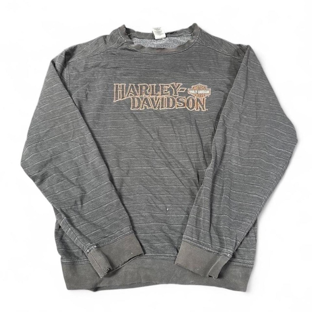 Harley Davidson vtg black striped men long sleeve sweater size 3xl